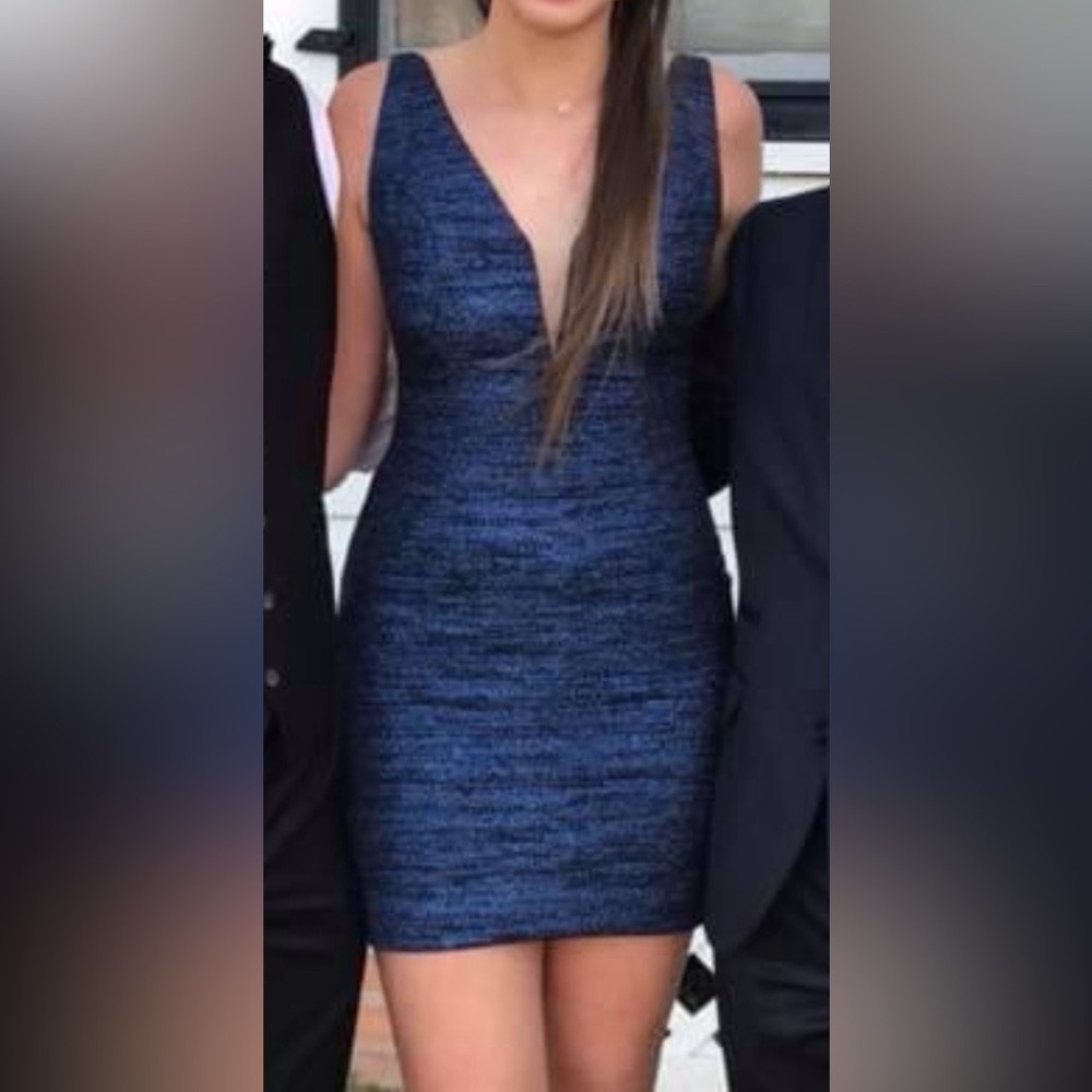 Jovani Short Sparkly Homecoming Dress; Blue; Size 4